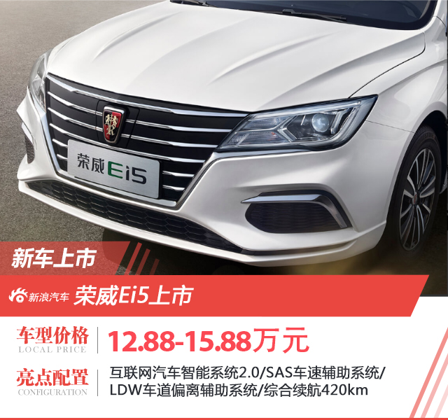 全新荣威Ei5上市 售价12.88-15.88万元